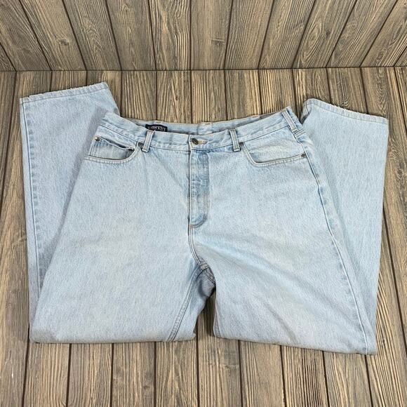 Lands End Women Light Wash Denim Jeans Leather Tag Regular Tapered Sz 37R - Picture 4 of 12